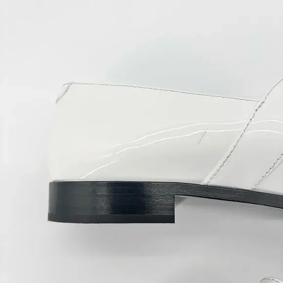 Chanel CC Logo Turnlock Calfskin Patent Leather Cap Toe Maryjane Flats Shoes 37 - Picture 8 of 13